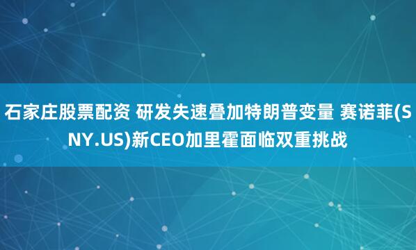 石家庄股票配资 研发失速叠加特朗普变量 赛诺菲(SNY.US)新CEO加里霍面临双重挑战